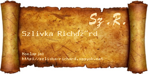 Szlivka Richárd névjegykártya