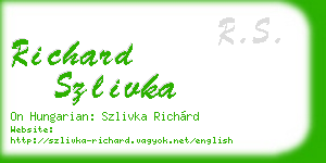richard szlivka business card