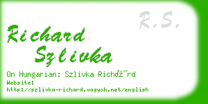 richard szlivka business card